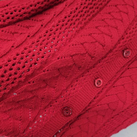 Vintage British Vogue Wintuk Red Cardigan Sweater, Acrylic Made in USA Women's S - Picture 5 of 6